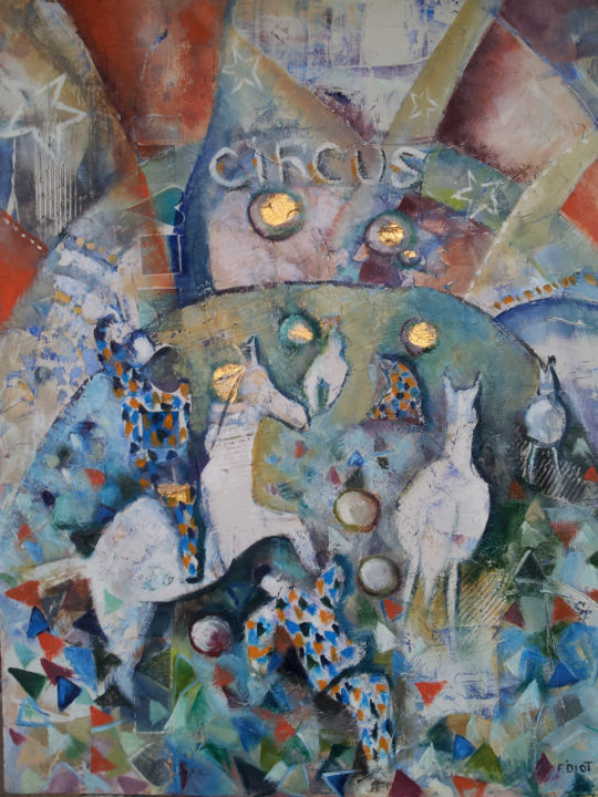 Painting titled "Circus 1" by Florence Diot, Original Artwork, Oil