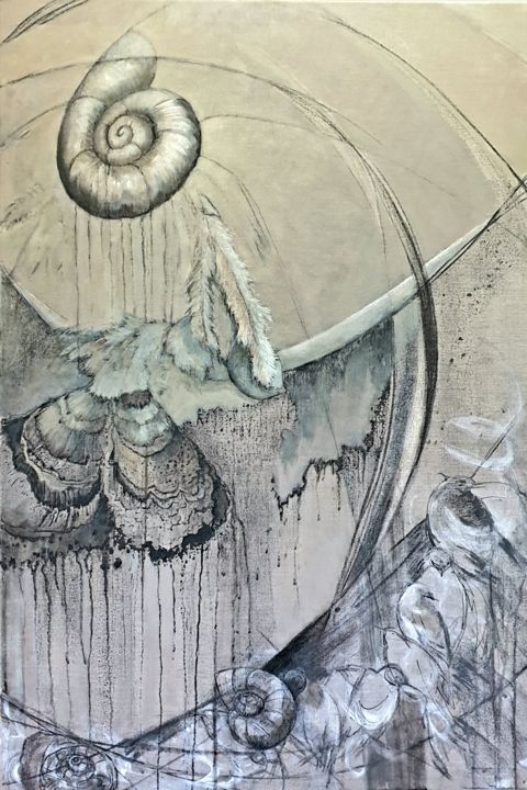 Pittura intitolato "Entre l'océan et le…" da Florence Laurent, Opera d'arte originale, Acrilico Montato su Telaio per barell…