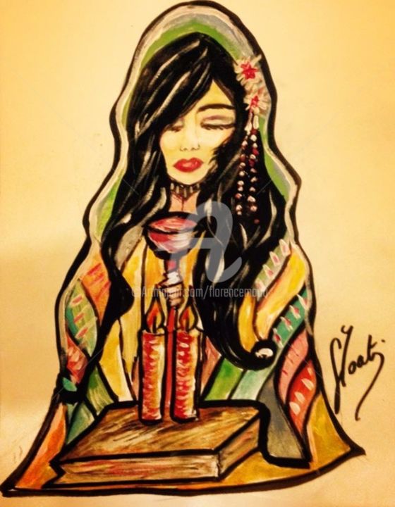 Painting titled "Geisha" by Florencegm, Original Artwork