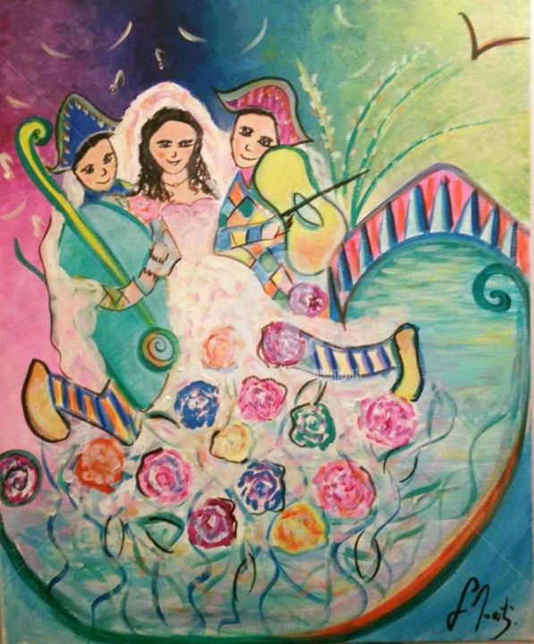 Painting titled "Vive la mariée !" by Florencegm, Original Artwork