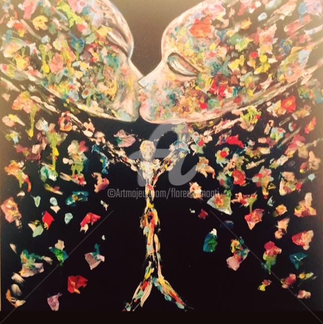 Peinture intitulée "Kiss like butterfly" par Florencegm, Œuvre d'art originale
