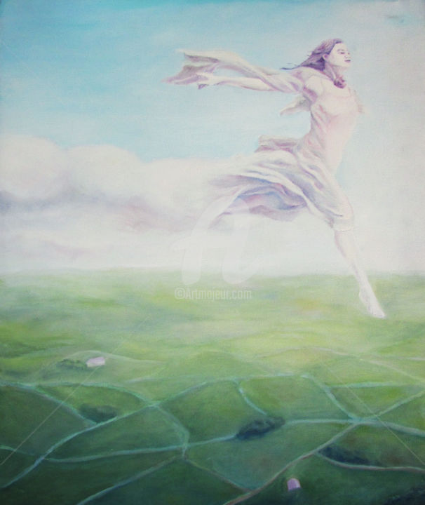 Painting titled "volando-sobre-campo…" by Floraen, Original Artwork