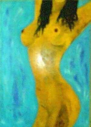 Pintura titulada "Jeune fille en bleue" por Florent Houdet, Obra de arte original
