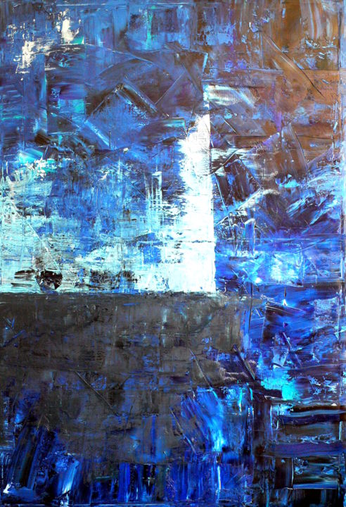 Peinture intitulée "Bleu nuit" par Florent Leduc, Œuvre d'art originale