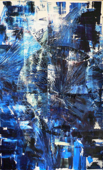 Peinture intitulée "Rayons bleus" par Florent Leduc, Œuvre d'art originale