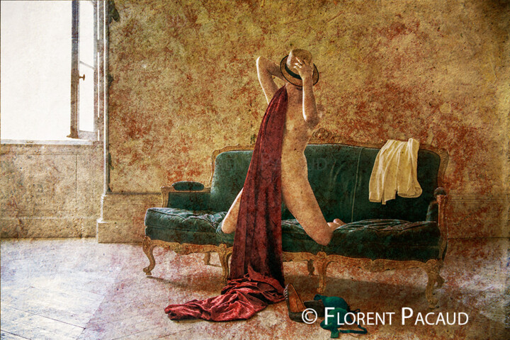 Fotografie getiteld "La Femme au Sofa n°7" door Florent Pacaud, Origineel Kunstwerk, Gemanipuleerde fotografie