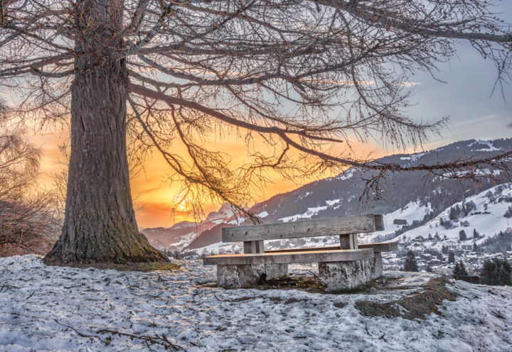 Photographie intitulée "Megève - Soleil cou…" par Florent Siegenthaler, Œuvre d'art originale, Photographie numérique