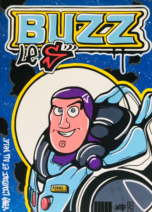 Dessin intitulée "Buzz le S" par Flox Lamil, Œuvre d'art originale, Marqueur