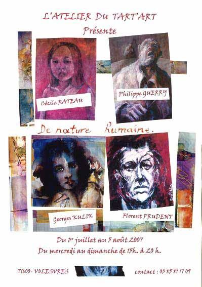 affiche Florent Prudent de nature humaine Cécile Rateau Georges Kulik, Philippe Guerry atelier du tart'art Volesvres