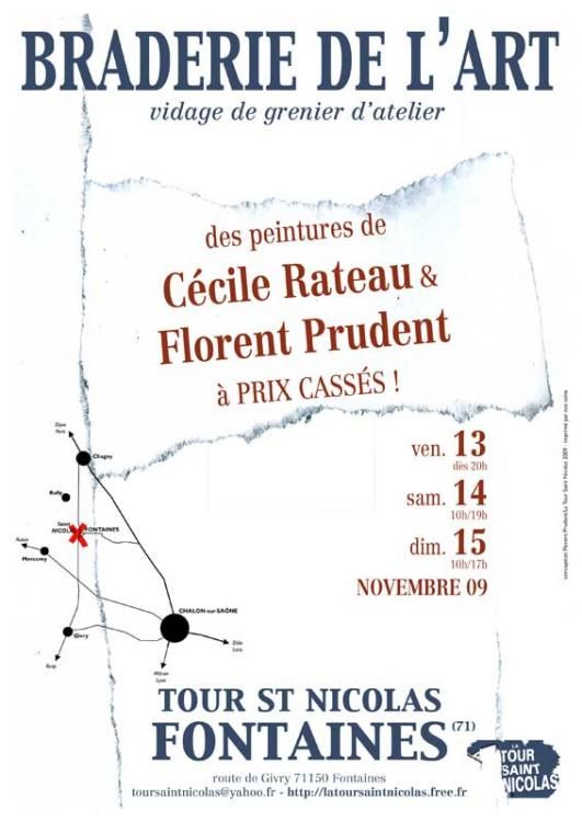 affiche de l'expo braderie de l'art florent prudent cécile rateau peinture tour saint nicolas fontaines aux arts etc les enclumés