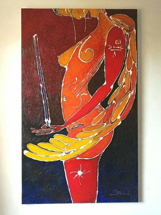 Malerei mit dem Titel "L' Ange Violon, Ste…" von Florian Simonneau, Original-Kunstwerk