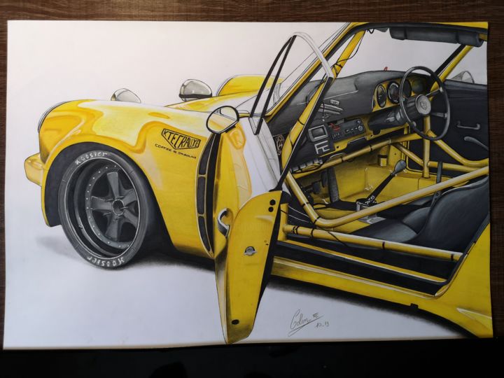 Desenho intitulada "porsche 911 type 64" por Florian Colin, Obras de arte originais, Marcador
