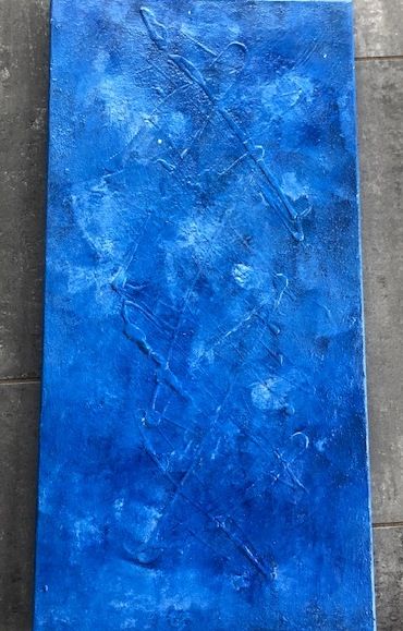 Peinture intitulée "Traces de bleu" par Flojo, Œuvre d'art originale, Acrylique