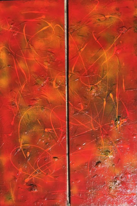 Peinture intitulée "Diptyque "R"" par Flojo, Œuvre d'art originale, Acrylique