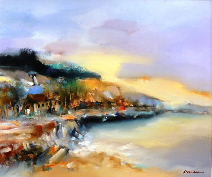 Painting titled "Balcic-60x50-u-p.jpg" by Florin Prodan, Original Art, Oil