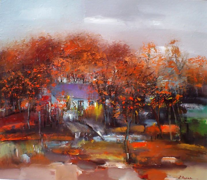 Painting titled "Autumn Symphony" by Florin Prodan, Original Artwork, Oil