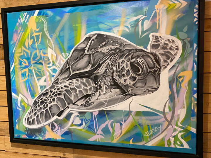 Painting titled "HOPE TORTUE" by Florkey, Original Artwork, Spray paint