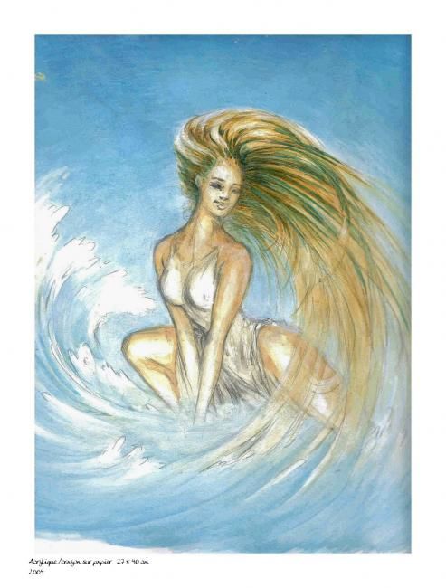 Painting titled "Surfing" by Flo Thengi, Original Artwork