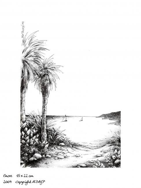 Palmiers De La Plage Drawing By Flo Thengi Artmajeur