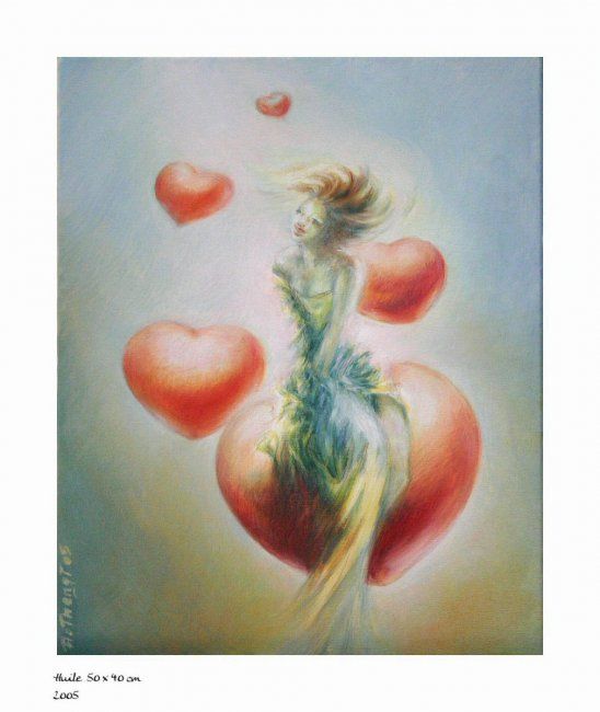 Peinture intitulée "Coeurs" par Flo Thengi, Œuvre d'art originale