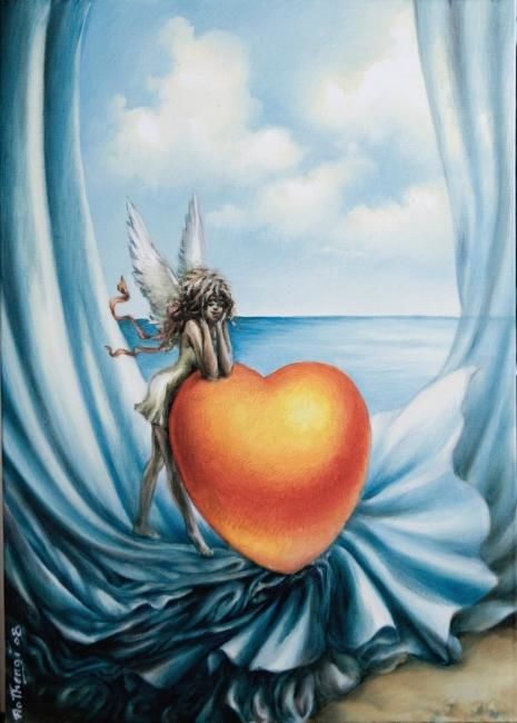 Peinture intitulée "Horizon coeur" par Flo Thengi, Œuvre d'art originale