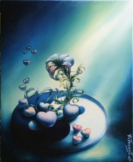 Peinture intitulée "flower" par Flo Thengi, Œuvre d'art originale