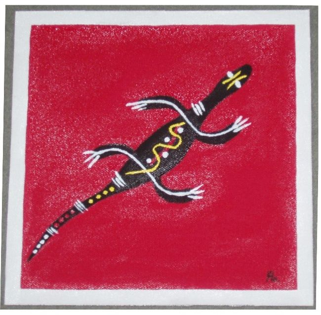 Peinture intitulée "Lezard" par Flo, Œuvre d'art originale