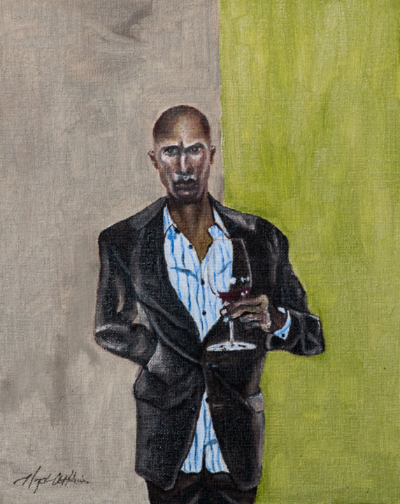 Painting titled "The Sommelier" by Floyd Atkins, Original Artwork