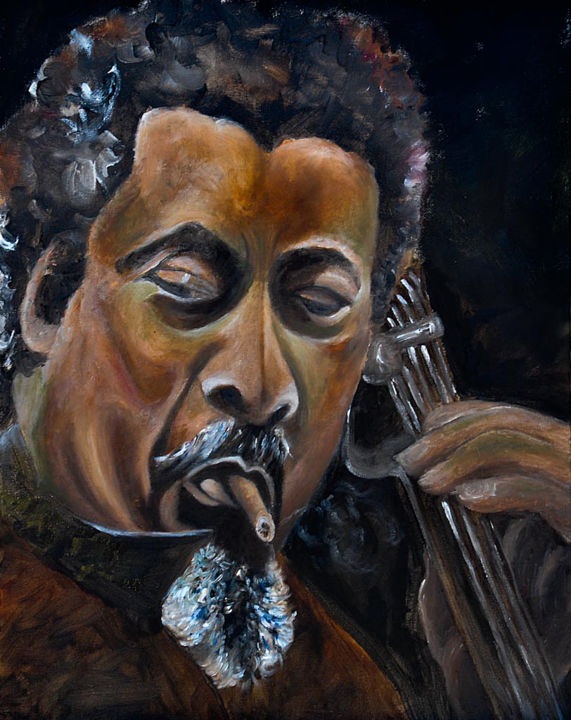 Painting titled "Charles Mingus" by Floyd Atkins, Original Artwork