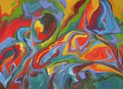 Peinture intitulée "CONVERSATION" par Judi Russell, Œuvre d'art originale, Huile