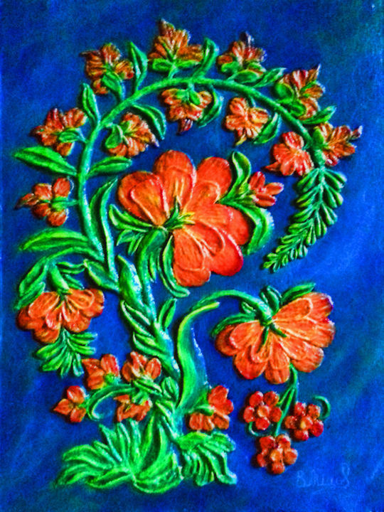 Schilderij getiteld "Цветущие растение" door Vasilij Mischenko, Origineel Kunstwerk, Acryl