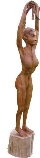 Sculpture intitulée "La fille à la natte" par Sculi / Fluxli, Œuvre d'art originale