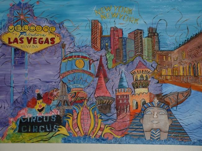 Painting titled "LAS VEGAS" by Flying Color, Original Artwork, Oil