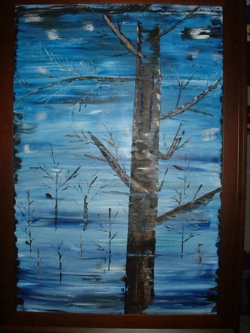Painting titled "A WINTER TREE" by Flying Color, Original Artwork