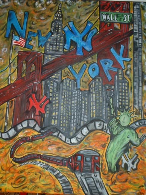 Peinture intitulée "NEW YORK" par Flying Color, Œuvre d'art originale