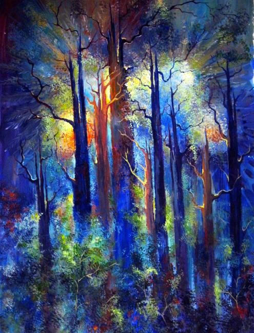 Pintura titulada "сказочный лес" por Oksana Florchuk, Obra de arte original, Oleo