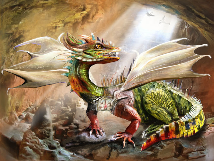 Arte digital titulada "dragons-lair-origin…" por Fly Writer, Obra de arte original, Otro