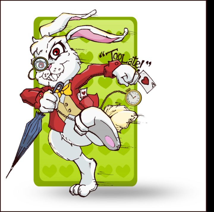 Digital Arts titled "White Rabbit ~ Fly…" by Fly Writer, Original Artwork, Digital Painting