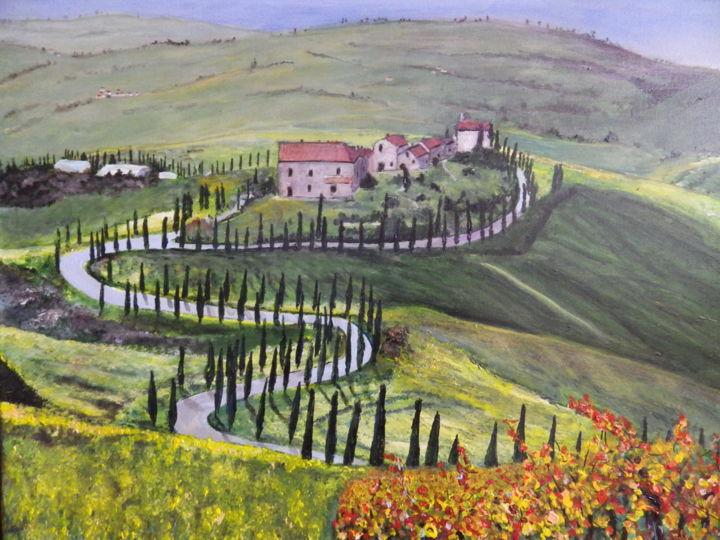 Painting titled "CAMPAGNE TOSCANE" by Erick Millet, Original Artwork, Acrylic