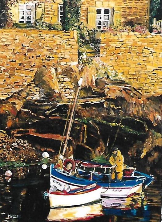 Painting titled "PETIT PORT DE BRETA…" by Erick Millet, Original Artwork, Acrylic