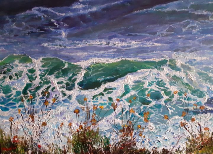 Malerei mit dem Titel "LA GRANDE VAGUE" von Erick Millet, Original-Kunstwerk, Acryl