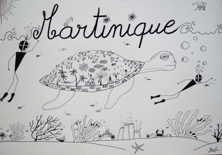 Dessin intitulée "tortue martinique" par Joséfa, Œuvre d'art originale