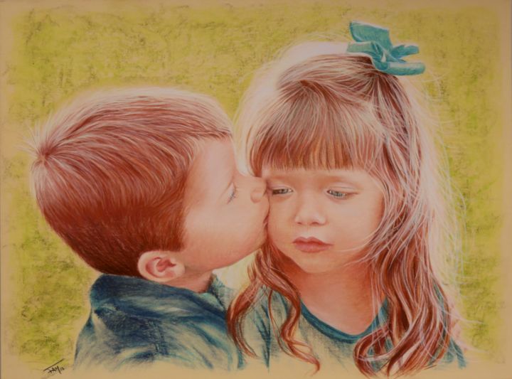 Drawing titled "Consolation" by Fam, Original Artwork, Pastel