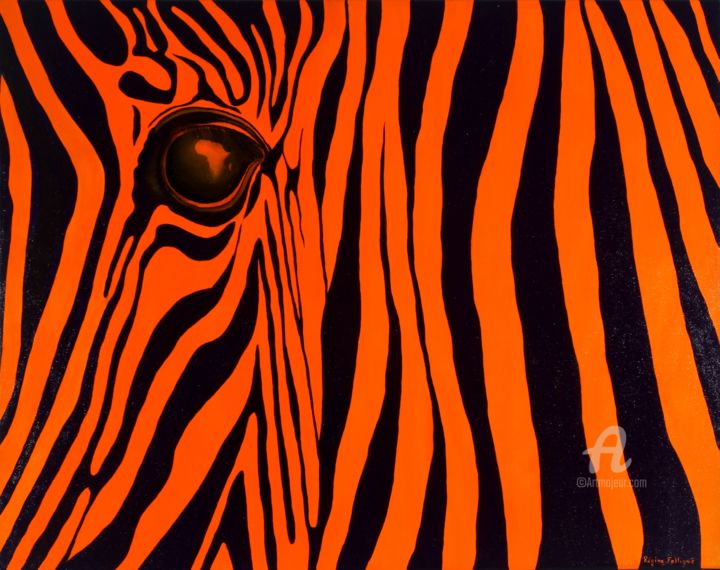 Картина под названием "Zebra Africa" - Régine Folligné, Подлинное произведение искусства, Акрил