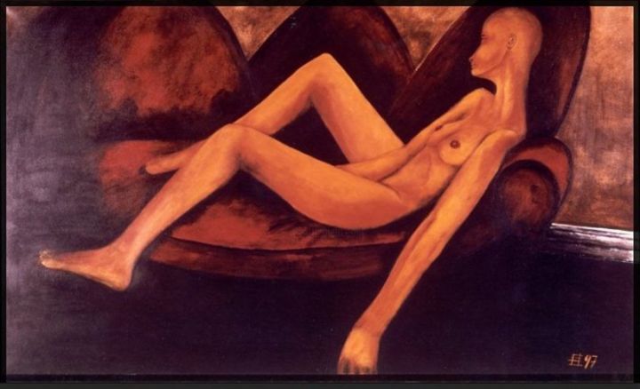 Painting titled "nude-on-a-sofa-jpg-…" by Filippo Fondi, Original Artwork