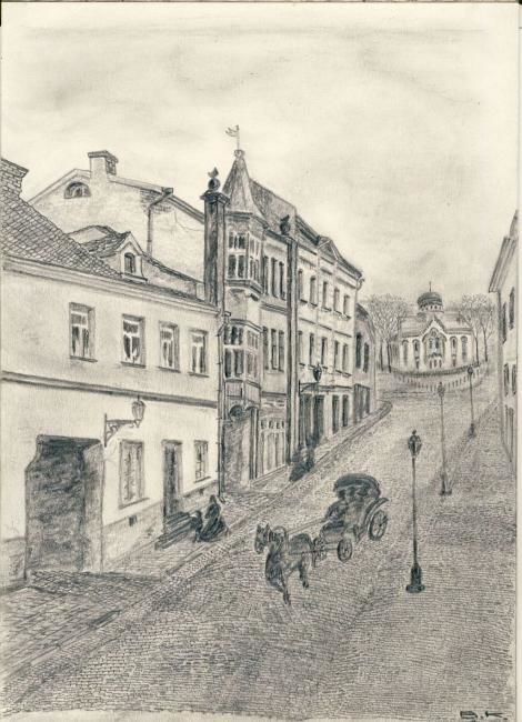 Drawing titled "Замковая улица в Ви…" by Vladimip Koltsov, Original Artwork