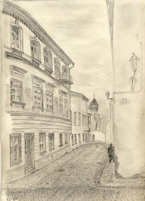 Dessin intitulée "Спасский переулок" par Vladimip Koltsov, Œuvre d'art originale