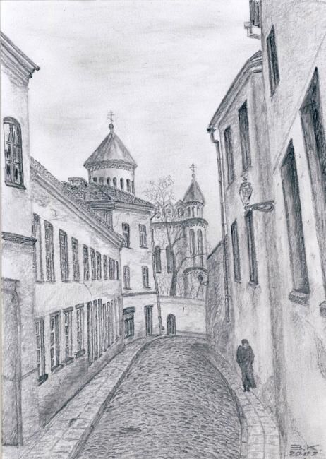 Zeichnungen mit dem Titel "Спасский переулок" von Vladimip Koltsov, Original-Kunstwerk, Andere