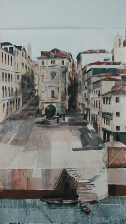 Pintura intitulada "Oporto : Ribeira" por Miguel Fonseca, Obras de arte originais, Têmpera