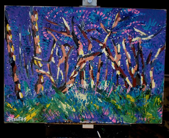 Painting titled "O bosque" by Paulo Fontes, Original Artwork, Acrylic